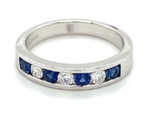 0.42ct sapphire and diamond ring eternity ring set in 18kt white gold