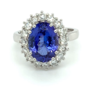 4ct tanzanite ring with 1.30ct diamonds set in 18kt white gold