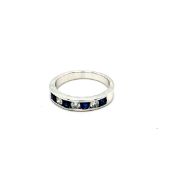 0.55ct sapphire and 0.27ct diamond eternity ring set in 18kt white gold