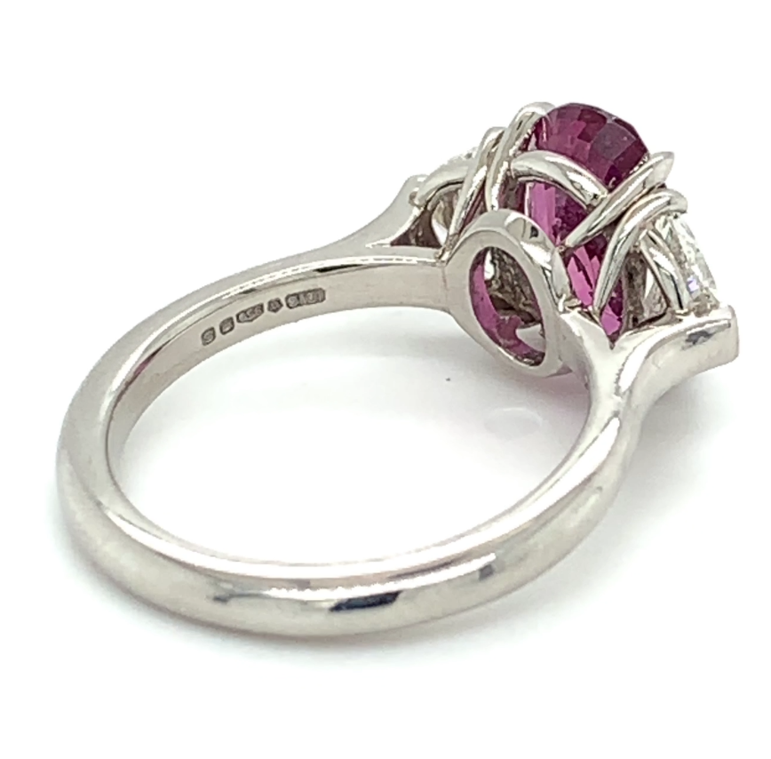 3.33ct oval pink sapphire and diamond ring set in platinum - Image 6 of 6