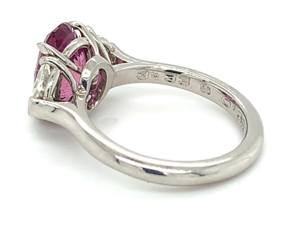 3.33ct oval pink sapphire and diamond ring set in platinum - Image 5 of 6