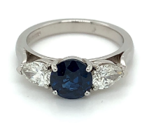 1.68ct round brilliant sapphire and diamond ring set in platinum