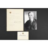 Woodrow Wilson (1856 - 1924) Original Signature on Headed Card.