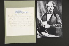 Charles Dickens (1812 - 1870) A handwritten note dated 1856.