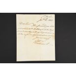 William IV (1765 - 1837) Handwritten letter dated 1821.