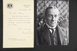 Stanley Baldwin (1867 - 1947) Original Headed Letter unusually signed "Stanley Baldwin" dated 1936.
