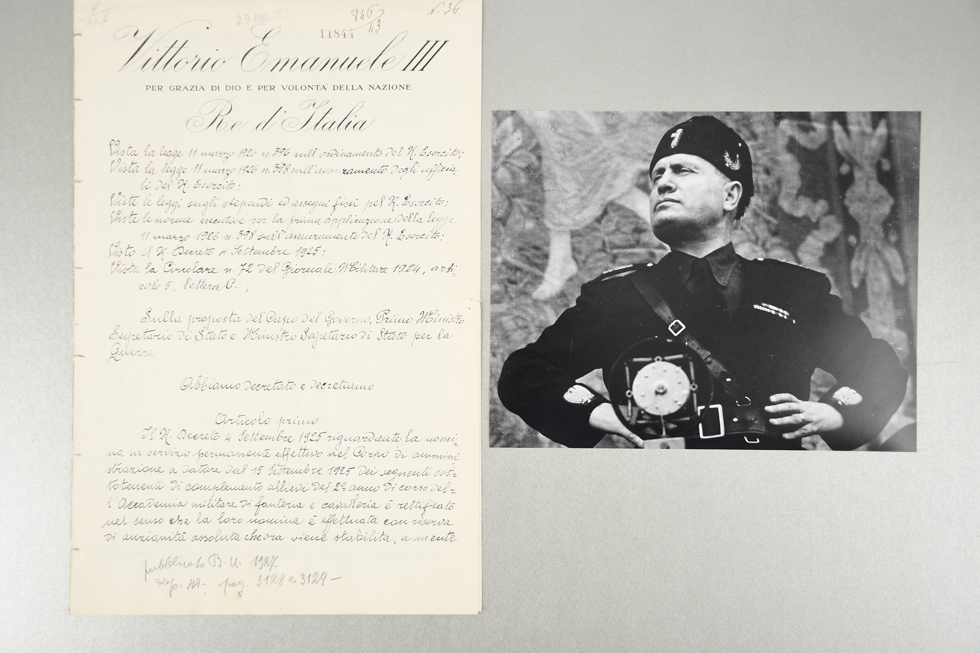 Benito Mussolini (1883 - 1945) Rare Document with Original Signature dated 1927.
