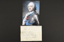 Louis XV (1710 - 1774) Original Signature dated 1764.