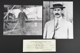 Orville Wright (1871 - 1948) Signed Cheque dated 1921