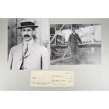 Orville Wright (1871 - 1948) Signed Cheque dated 1921