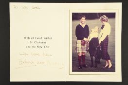 Charles & Diana (1948 - ) & (1961 - 1997) A handwritten Christmas card individually signed.