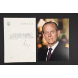 Philip, Duke of Edinburgh (1921 - 2021) Original Signature on Headed paper