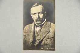 David Lloyd George (1863 - 1945) Original signature on photograph.