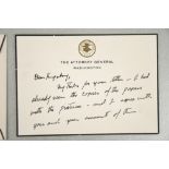 Robert Kennedy (1925 - 1968) Original Signature on headed card.