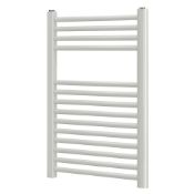 (KL104) 700 X 400mm White Flat Towel Radiator. Flat Front Powder-Coated Mild Steel Construction. May