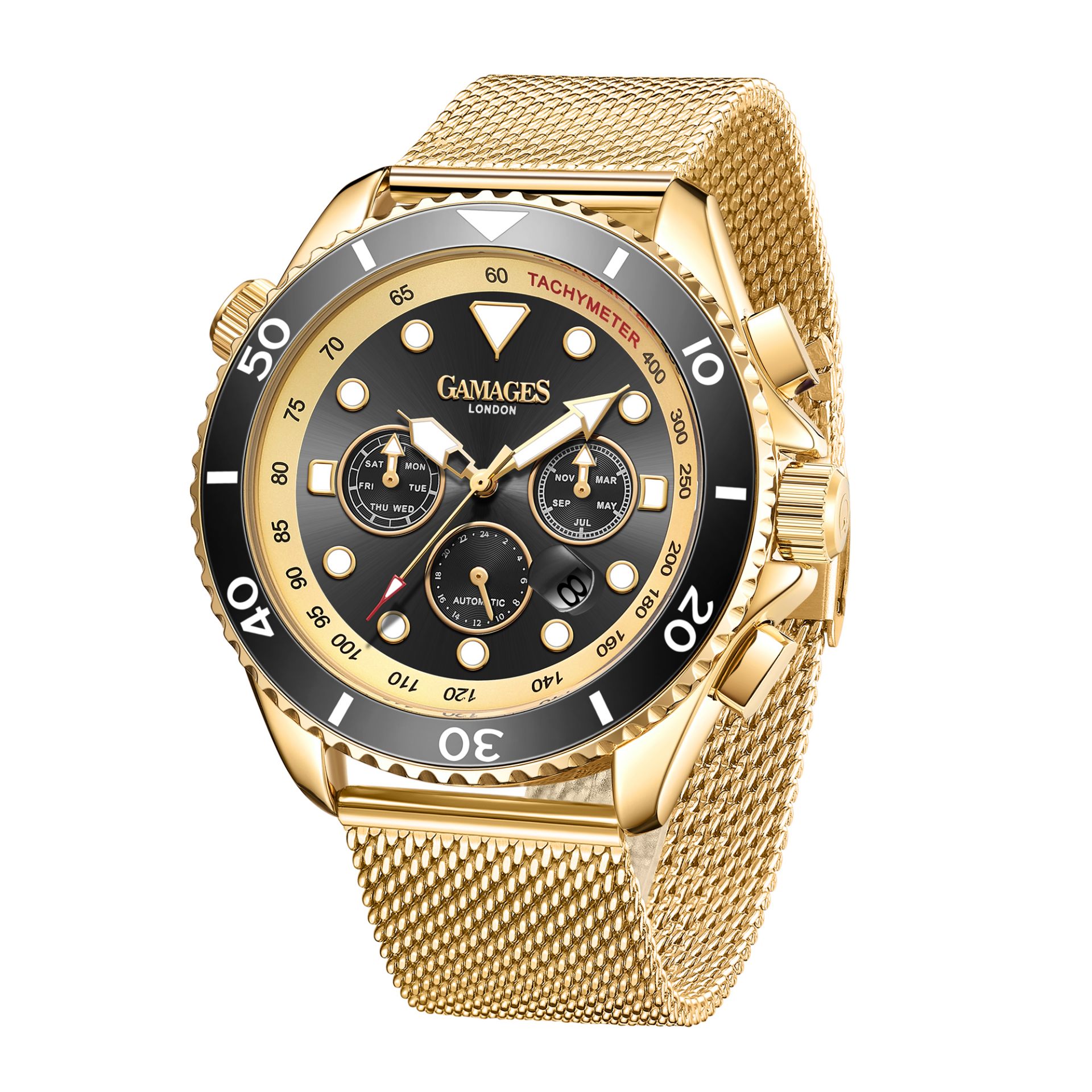 Limited Edition Hand Assembled Gamages Sports Timer Automatic Gold Ð 5 Year Warranty & Free Delivery - Image 4 of 5