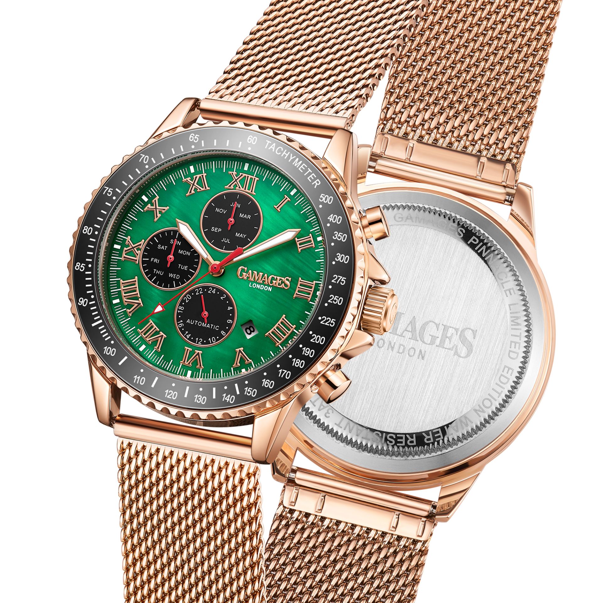 Ltd Edition Hand Assembled Gamages Pinnacle Automatic Rose GreenÐ 5 Year Warranty & Free Delivery - Image 3 of 5