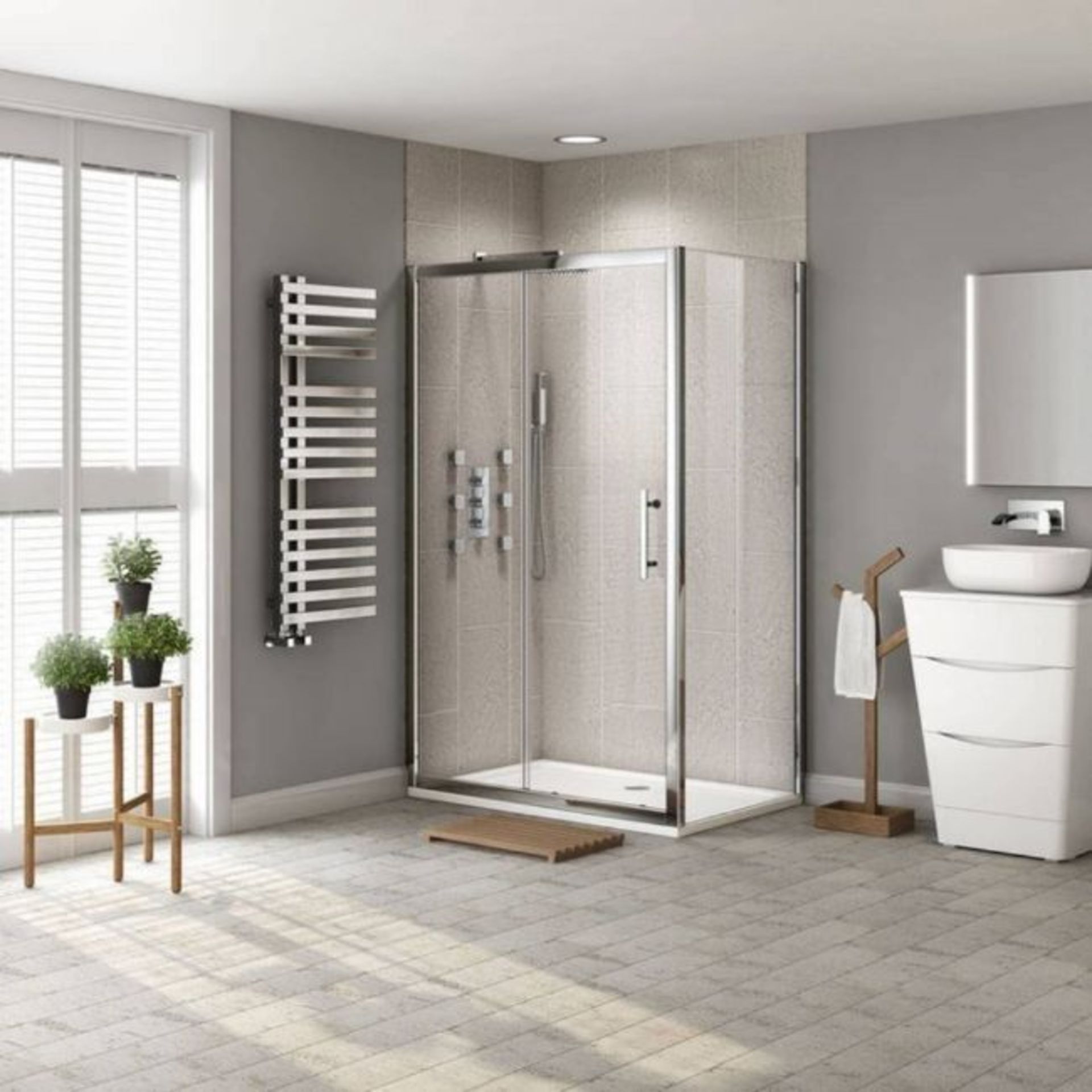 New (L60) 1600x900mm - Premium EasyClean Sliding Door Shower Enclosure. RRP £549.99.8mm EasyC - Image 2 of 3