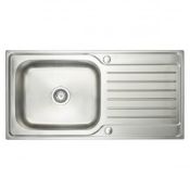 New (J35) Signature Prima Deep 1.0 Bowl Kitchen Sink With Waste Kit 1000mm L x 500mm W - Stainl