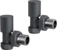 New & Boxed 15mm Standard Connection Round Angled Anthracite Radiator Valves. Ra03A. Complies