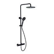 New (J9) Matt Black Cool Touch Thermostatic Mixer Shower & Riser Rail Kit. The Matt Black Therm