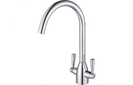 New (K55) Prima Chelsea Dual Lever Mixer Kitchen Tap Chrome. Product Height: 367mm Width: 123mm