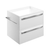 New (M28) Morina 600mm 2 Drawer Wall Hung Vanity Unit. RRP £495.00. White Gloss, Comes Complet