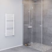 New (G56) 900x400mm White Curved D-Bar Towel Radiator. High Quality Powder-Coated Steel Constr