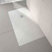 New (M58) New 1700x800mm Rectangular White Slate Effect Shower Tray. Handcrafted From High-Gra