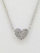 9ct White Gold 0.07ct Diamond Heart Pendant Necklace