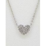 9ct White Gold 0.07ct Diamond Heart Pendant Necklace