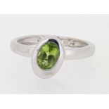 9ct (375) White Gold Oval Peridot Ring