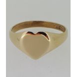 9ct (375) Yellow Gold Heart Signet Ring