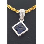 9ct (375) White Gold Sapphire & Diamond Pendant