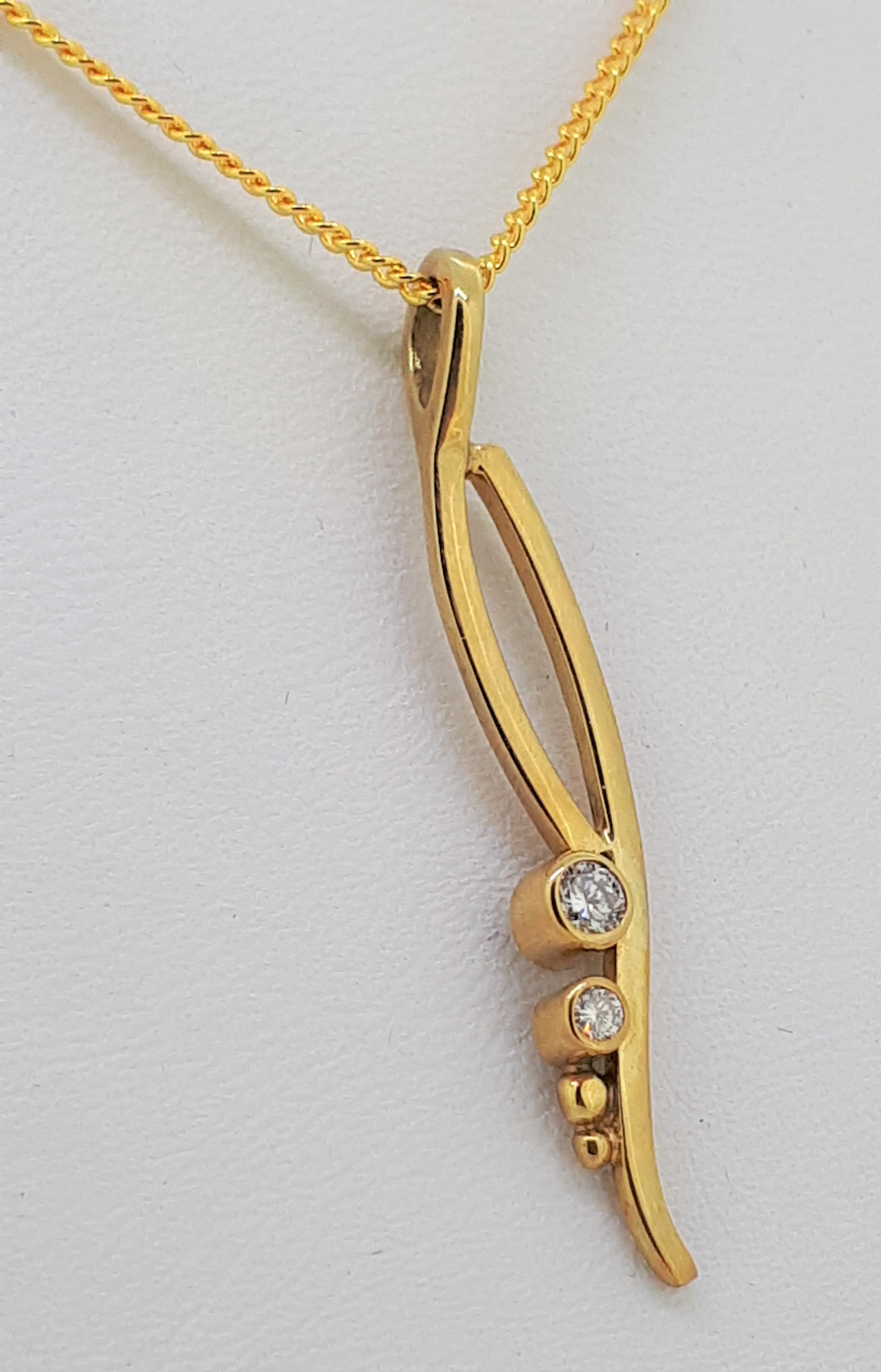 9ct (375) Yellow Gold 0.11ct Diamond Pendant - Image 2 of 3