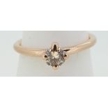 HANDMADE 9ct (375) Rose Gold 0.35ct Cognac Diamond Solitaire in a Four Claw Setting