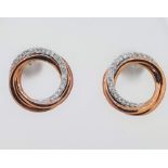 9ct (375) Rose Gold Diamond Open Twist Circle Stud Earrings