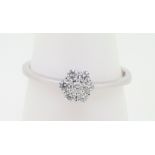 9ct (375) White Gold 0.26ct Diamond Cluster Ring