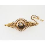 Antique 15ct (625) Yellow Gold 0.07ct Diamond Brooch