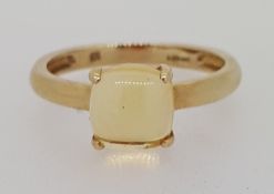 9ct (375) Yellow Gold Citrine Cabochon Four Claw Ring