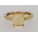 9ct (375) Yellow Gold Citrine Cabochon Four Claw Ring