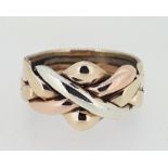 9ct (375) Three Colour Gold Russian Puzzle Ring