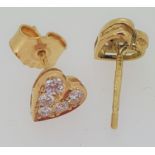 18ct (750) Gold 0.20ct Diamond Heart Stud Earrings