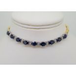 18ct (750) Yellow & White Gold 2.25ct Sapphire & 0.20ct Diamond Bracelet