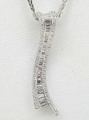 18ct White Gold 0.59ct Diamond Pendant on a Filed Spiga Chain - 16"