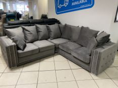 Brand New Rubi Plush Velvet Grey Corner Sofa