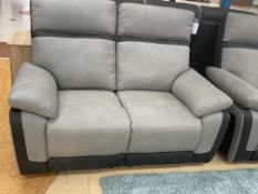 Brand New 2 Seater Vermont Electric Reclining Sofa in Two-Tone Grey Microsoft fabric