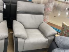 Brand New Boxed Vermont Electric Reclining Armchair in Two-Tone Grey Fabric