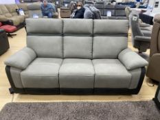 Brand New Boxed 3 Seater Vermont Electric Reclining Sofa in Two-Tone Grey Fabric