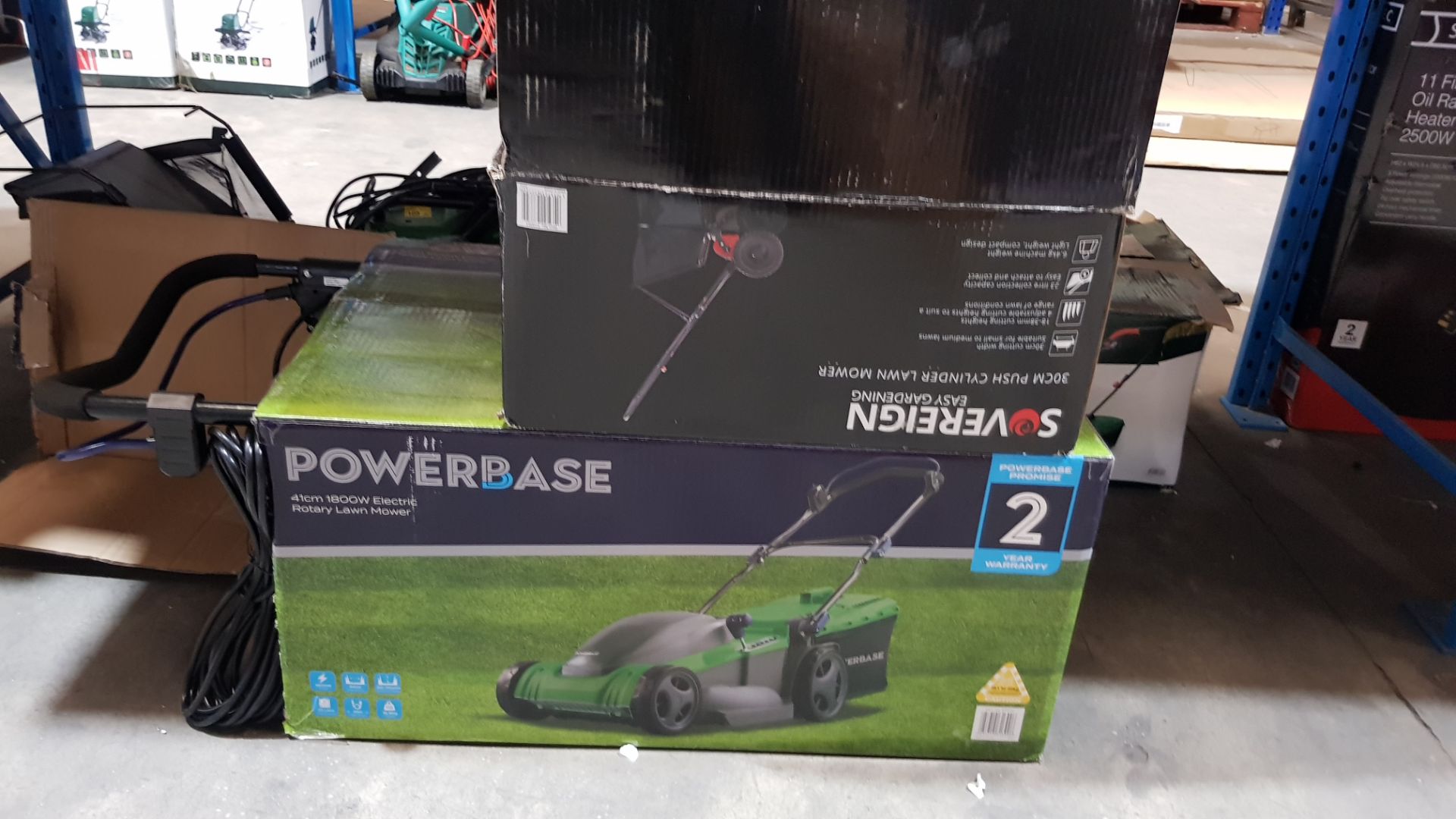 (R6E) 2 Items. 1x Powerbase 41cm 1800W Electric Rotary Lawn Mower & 1x Sovereign 30cm Push Cylind - Image 2 of 2